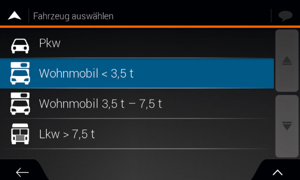Screenshot - Einstellung Fahrzeugprofil